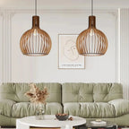 Scandinavische Houten Hanglamp met Minimalistische Vorm