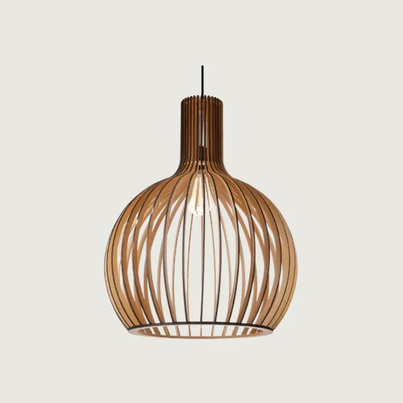 Scandinavische Houten Hanglamp met Minimalistische Vorm