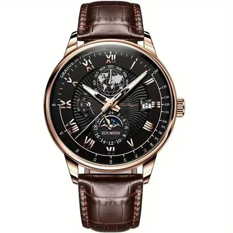 Automatisch Herenhorloge Met Maanfase En Saffierglas Voor Tijdloze Elegantie