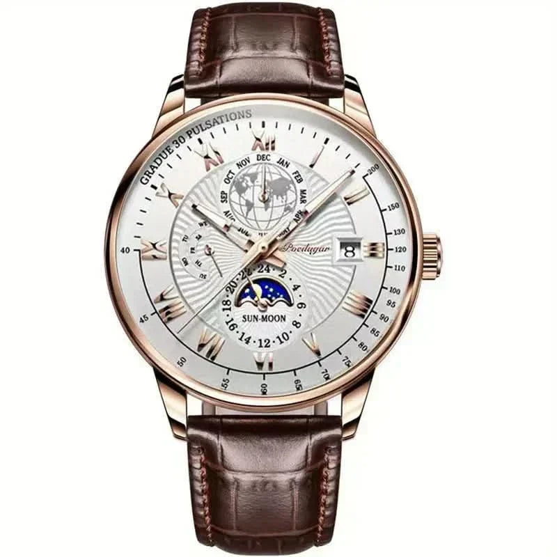 Automatisch Herenhorloge Met Maanfase En Saffierglas Voor Tijdloze Elegantie
