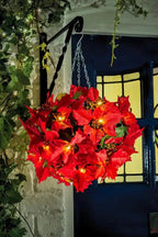 Poinsettia Decorstuk met Dieprode Bladstructuur voor Warme Feestsfeer