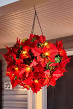 Poinsettia Decorstuk met Dieprode Bladstructuur voor Warme Feestsfeer