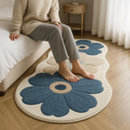 Vloerkleed Pluche Bloemenprint Onregelmatige Vorm Antislip Comfortabel Ontwerp