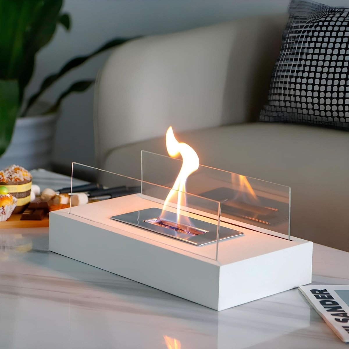 Compacte Bioethanol Tafelhaard met Modern Ontwerp en Gezellig Vlammenspel