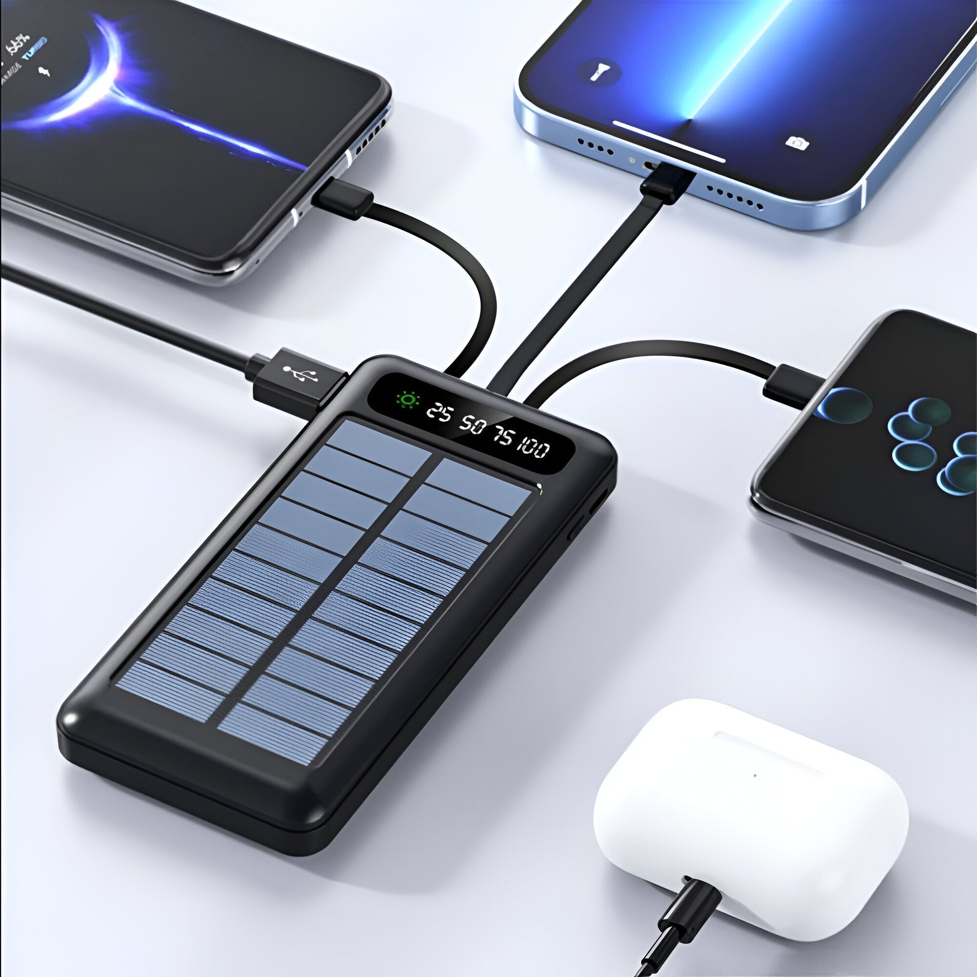 Solar Powerbank met 20.000mAh en LED‑Display