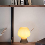 Glazen Tafellamp met Geribbelde Kap en Dimbare Ledverlichting