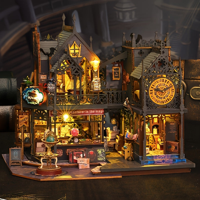 3D Houten Puzzelhuis Met LED Verlichting Voor Creatief Bouwplezier