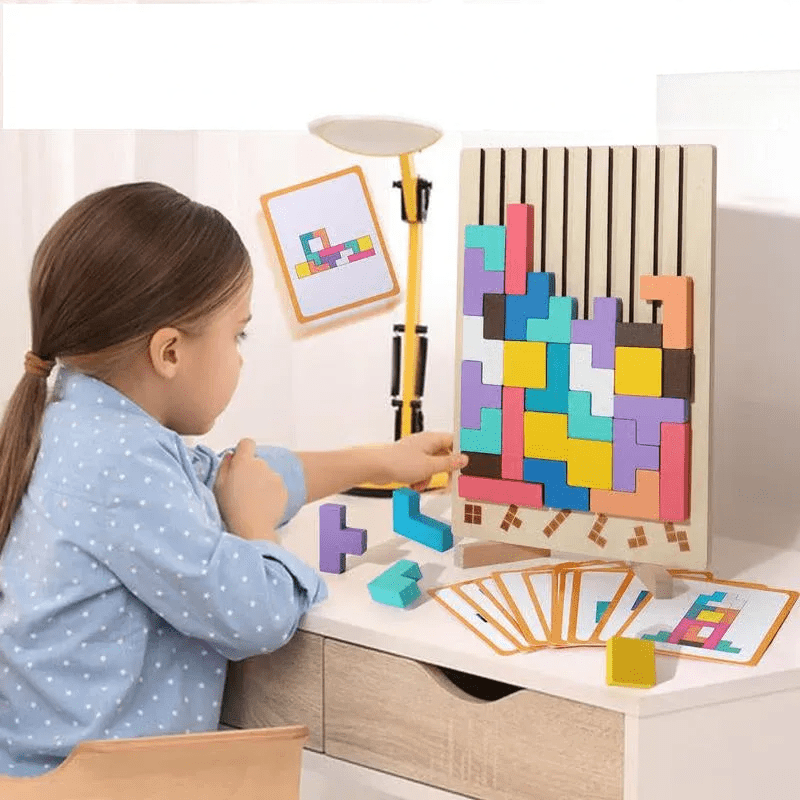 Houten Stapelspel met Natuurhout en Creatieve 3D‑Vormen