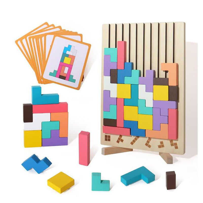 Houten Stapelspel met Natuurhout en Creatieve 3D‑Vormen