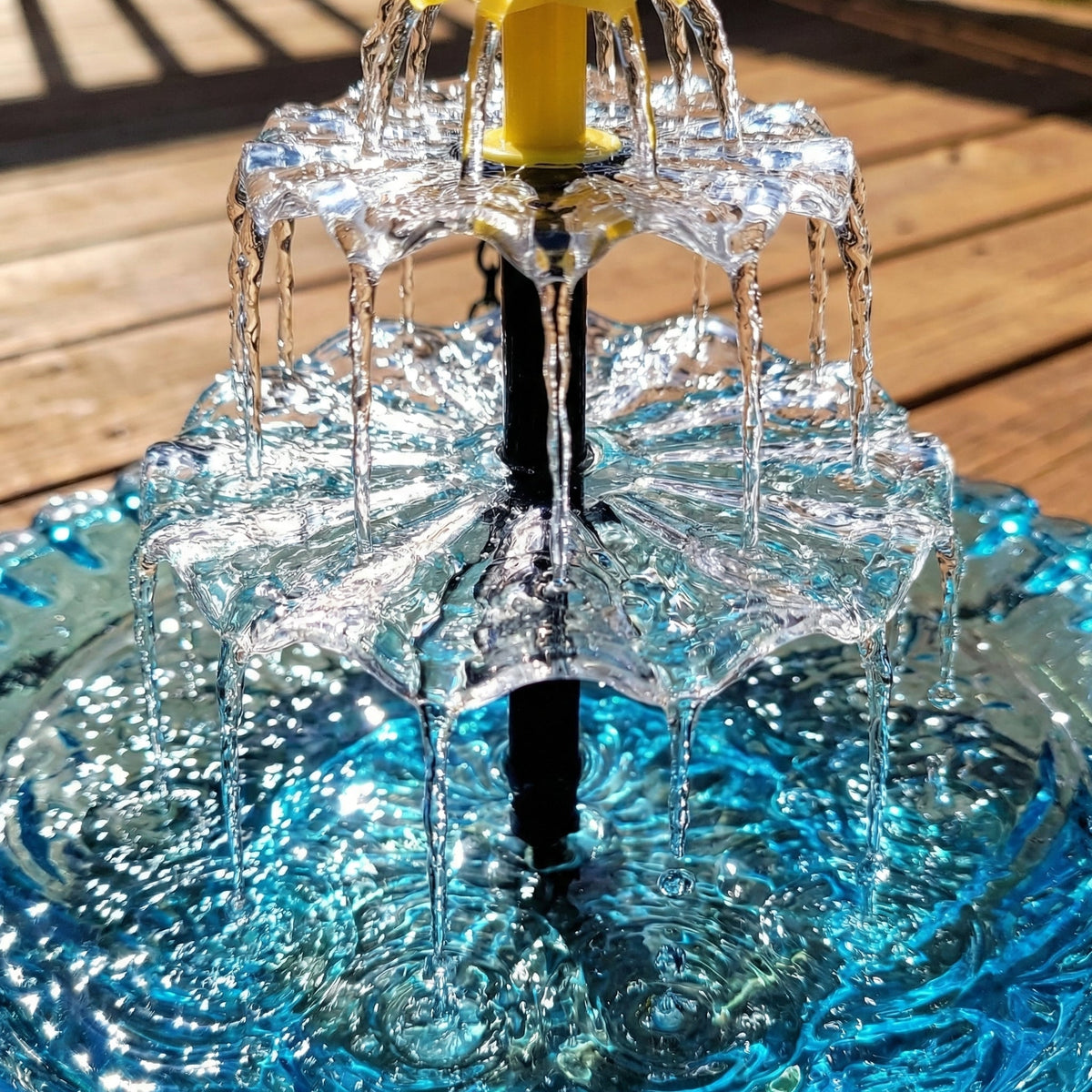 Vogelbad van Glas met Hangketting en Zonnefontein voor Tuin en Terras