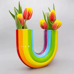 Keramieken Decoratieve Vaas met Sculpturaal Regenboogdesign