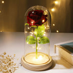 Glazen Rozenlamp Met LED Licht In Koepel