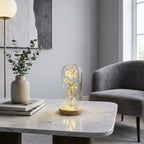 Glazen Rozenlamp Met LED Licht In Koepel