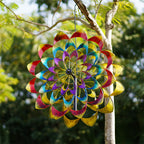 Metalen Tuinwindmolen met Bloemdesign voor Tuin Terras en Voortuin