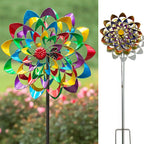 Metalen Tuinwindmolen met Bloemdesign voor Tuin Terras en Voortuin