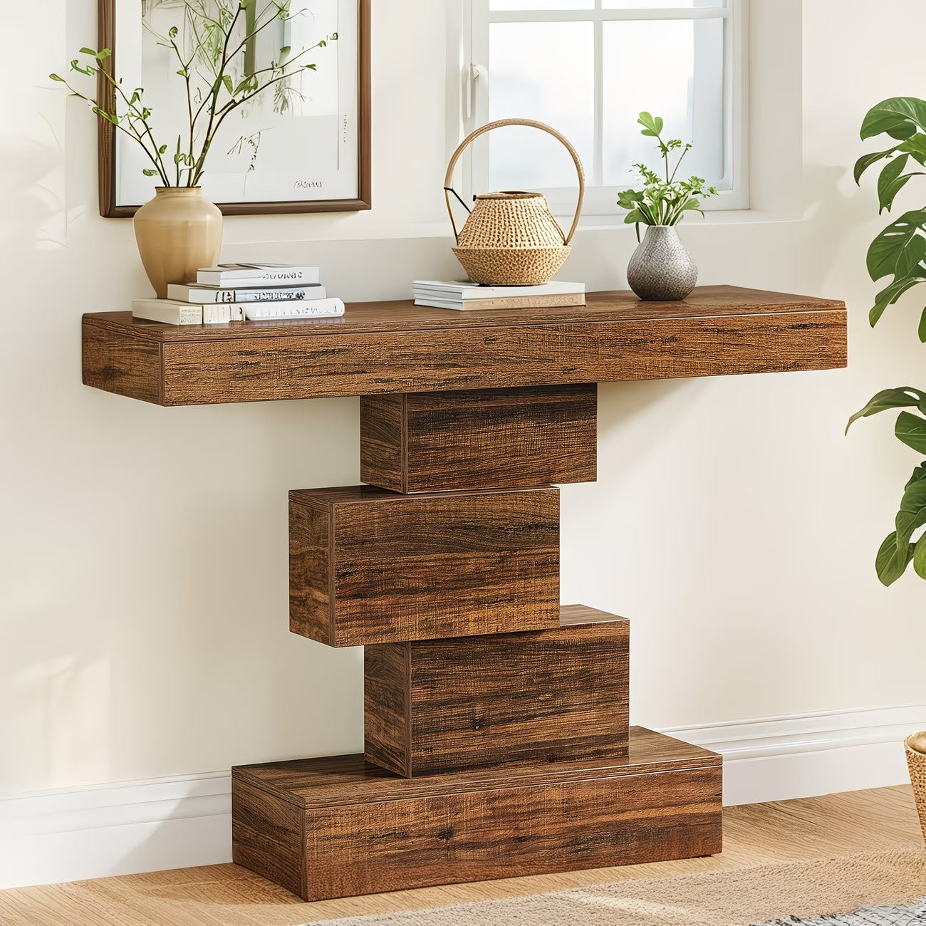 Geometrische Consoletafel met Gestapelde Blokken