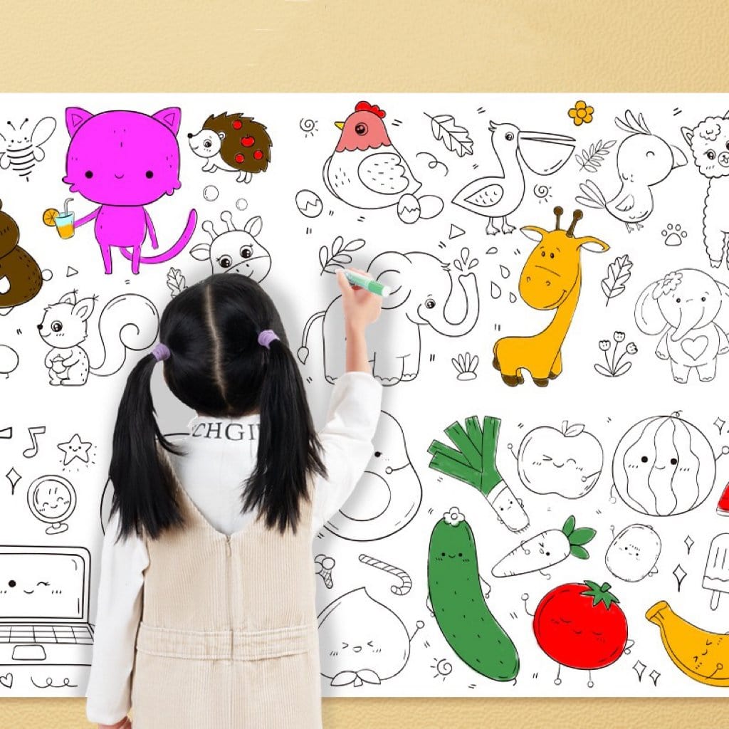 Zelfklevende Kindertekenrol met Knoeivrij Creatief Ontwerp