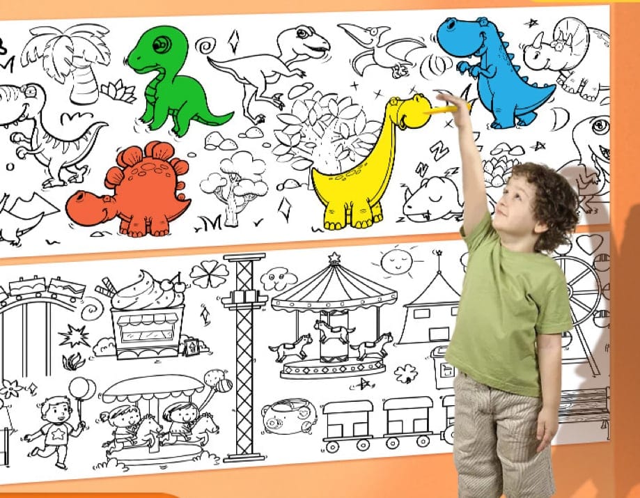 Zelfklevende Kindertekenrol met Knoeivrij Creatief Ontwerp