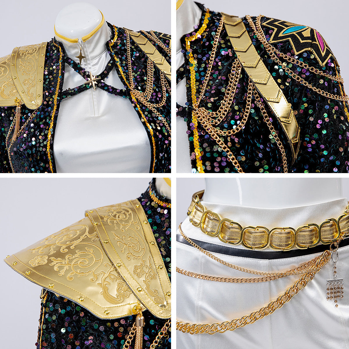 Glitter Kostuum met Pailletten en Kunstleer voor Show en Feest