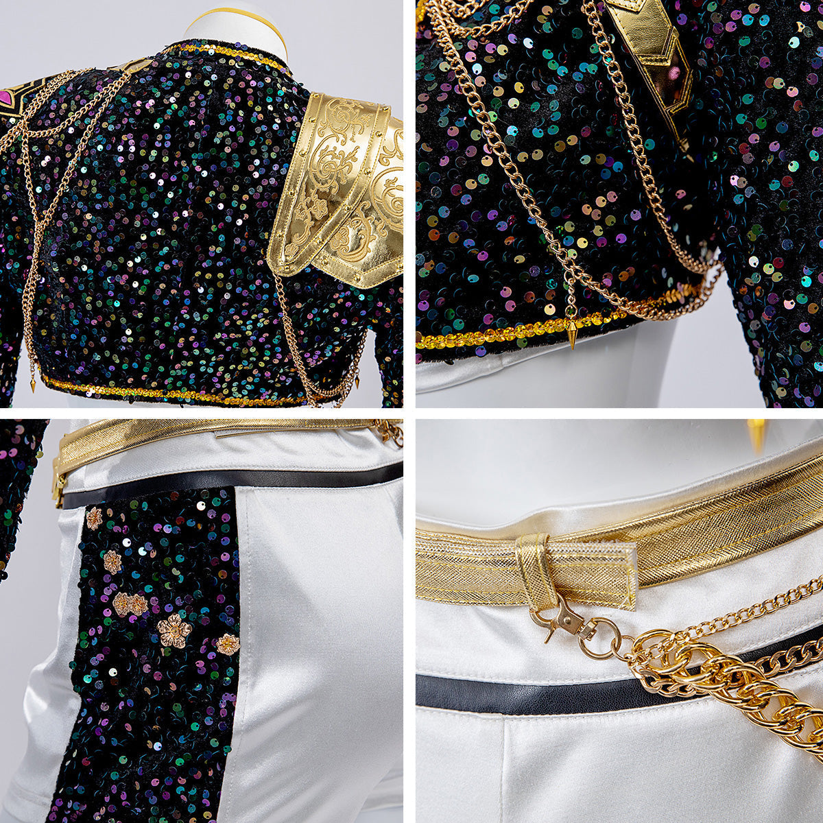 Glitter Kostuum met Pailletten en Kunstleer voor Show en Feest