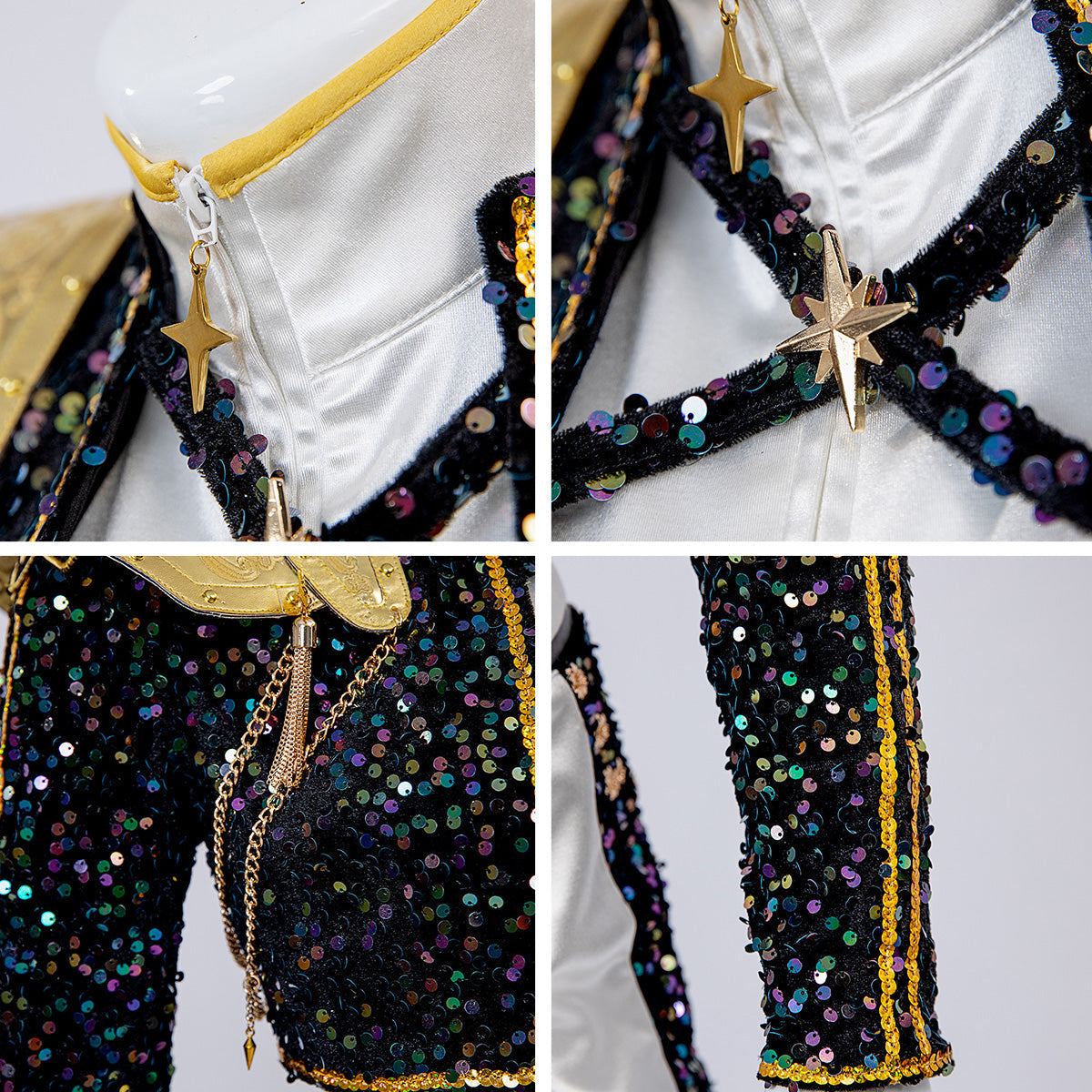 Glitter Kostuum met Pailletten en Kunstleer voor Show en Feest