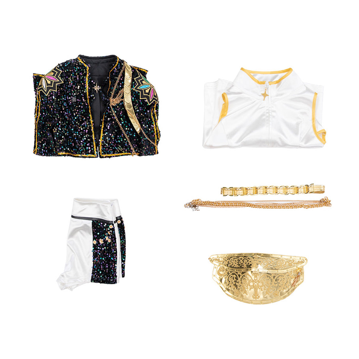 Glitter Kostuum met Pailletten en Kunstleer voor Show en Feest
