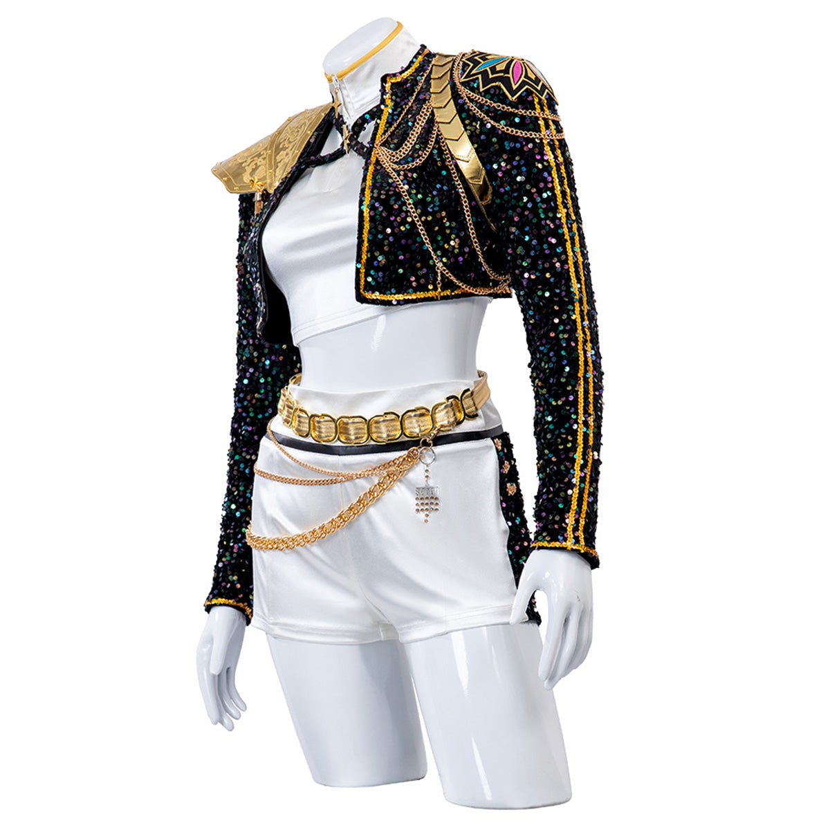 Glitter Kostuum met Pailletten en Kunstleer voor Show en Feest