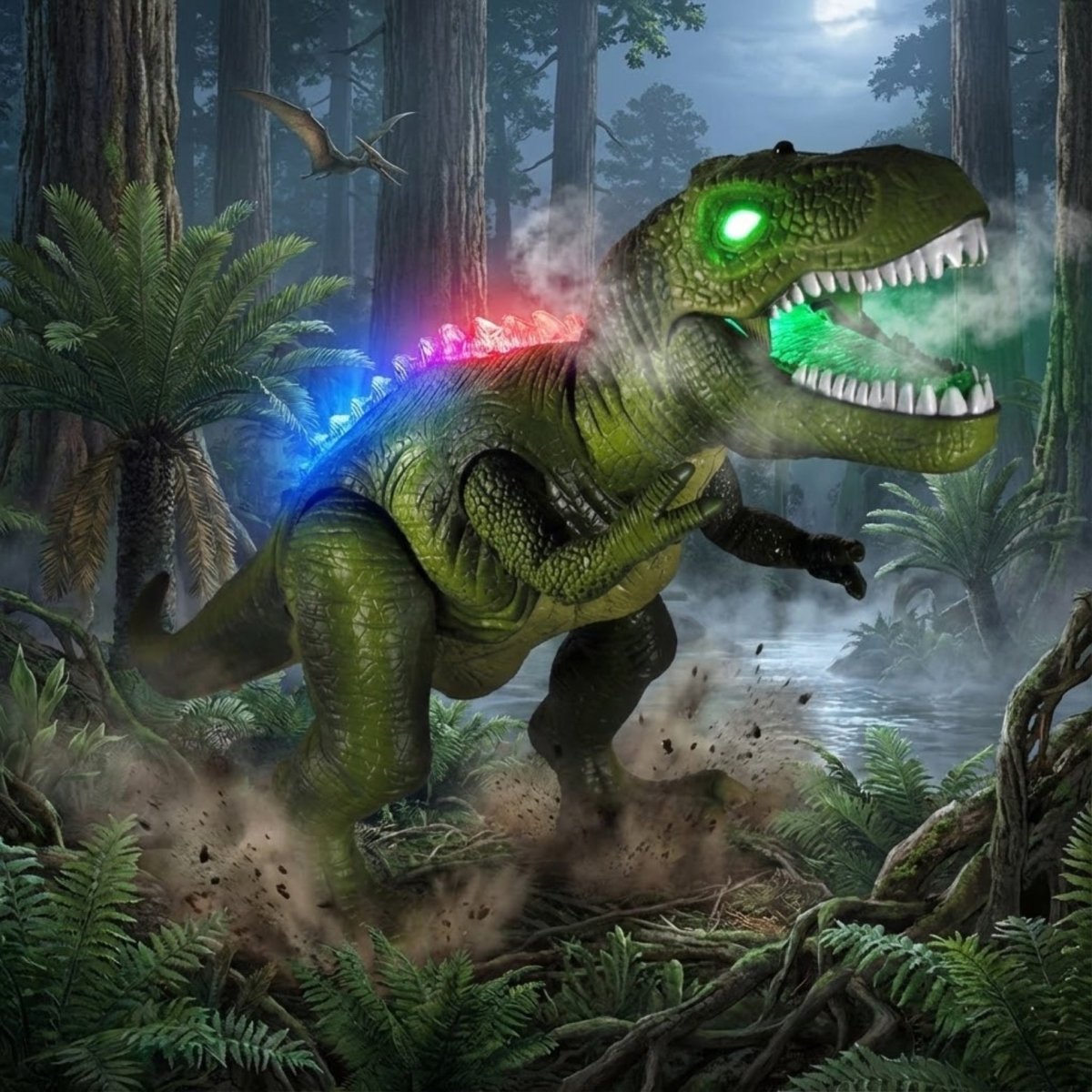 RC T‑Rex Dinosaurus met Loopfunctie, Geluid en LED‑Licht voor Interactief Speelplezier