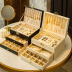 Luxe Sieradenorganizer met Drie Lagen, Lades en Velours Interieur voor Geordende Collecties