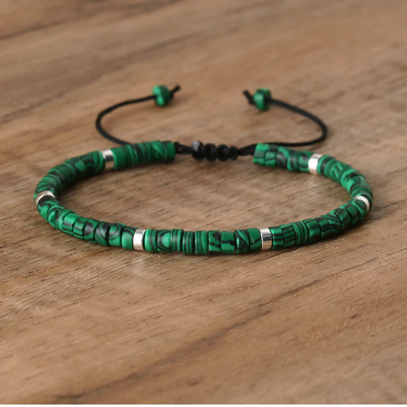 Armband met Natuurstenen Kralen en Verstelbare Koordsluiting