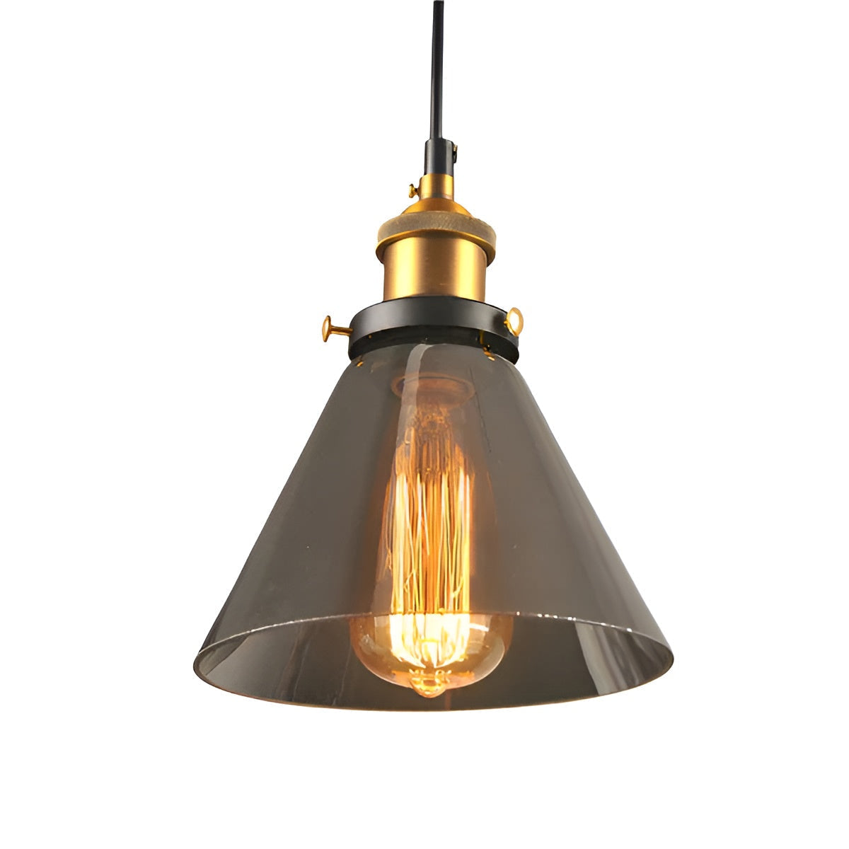 Vintage Hanglamp Met Antiekglazen Lampenkap