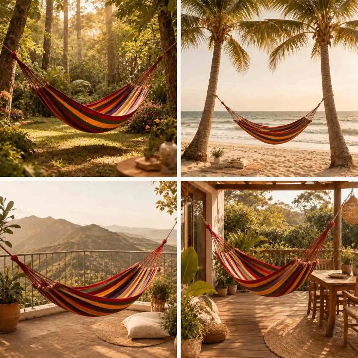 Outdoor Hangmat Katoen Polyester Hoogbelastbaar Compact Ontwerp