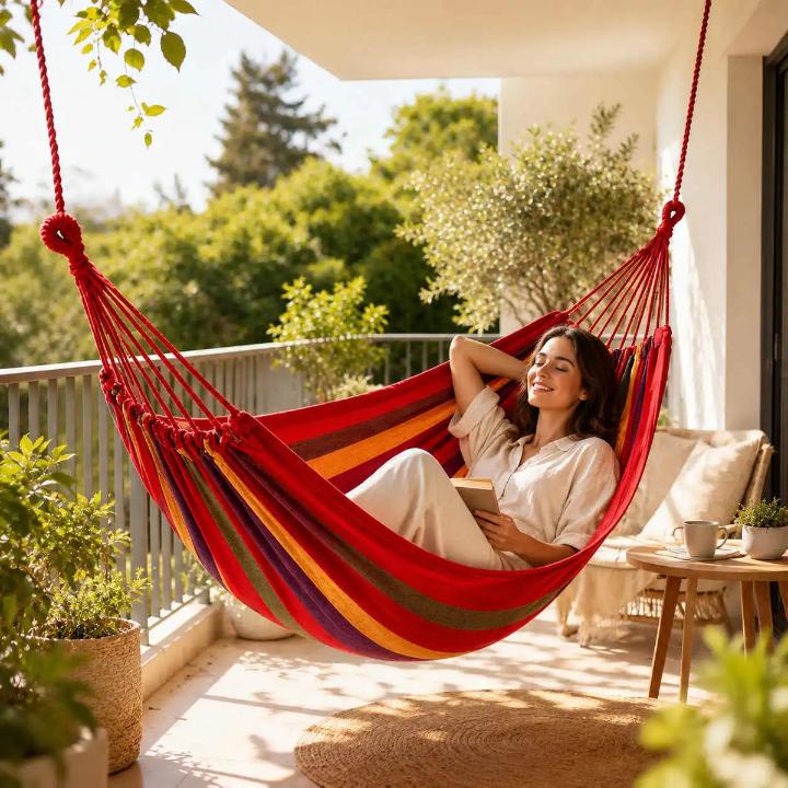 Outdoor Hangmat Katoen Polyester Hoogbelastbaar Compact Ontwerp
