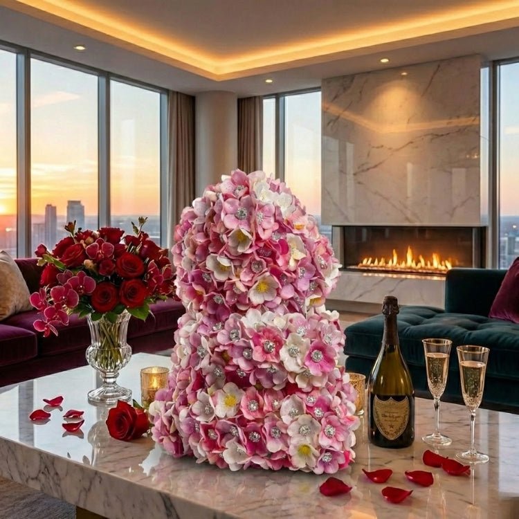 Decoratieve Bloemenbeer met Kristalaccenten en Lichtgewicht Kern voor Blijvende Presentatie