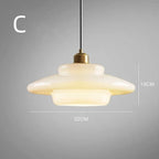 Hanglamp Art Deco met Gelaagde Glazen Kap en Messing Fitting