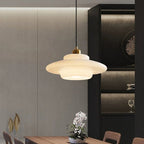 Hanglamp Art Deco met Gelaagde Glazen Kap en Messing Fitting