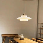 Hanglamp Art Deco met Gelaagde Glazen Kap en Messing Fitting