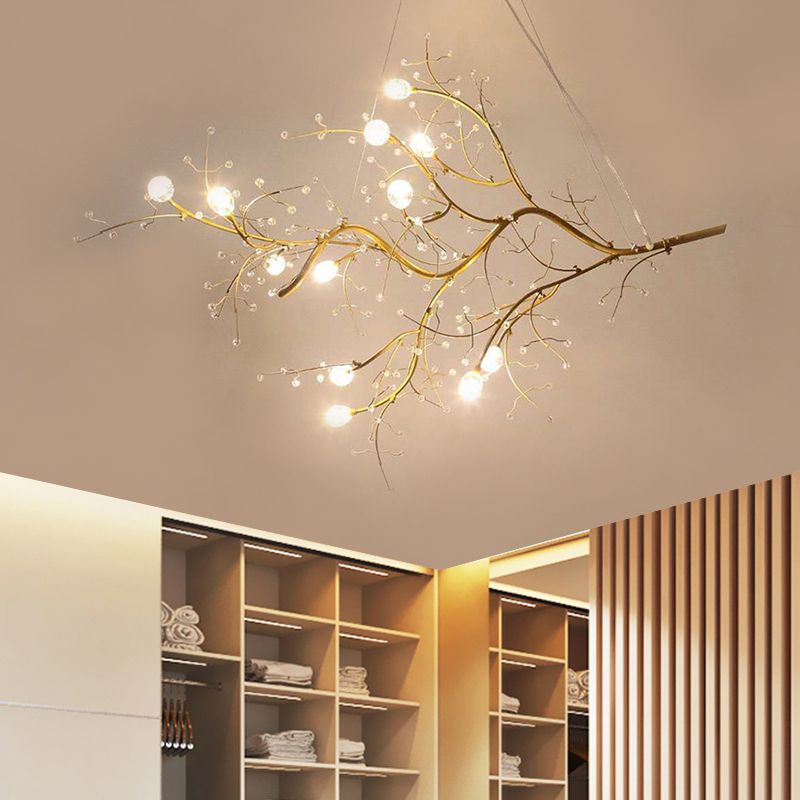 Art Deco Hanglamp Met Kristallen Takstructuur Voor Sfeervolle Verlichting