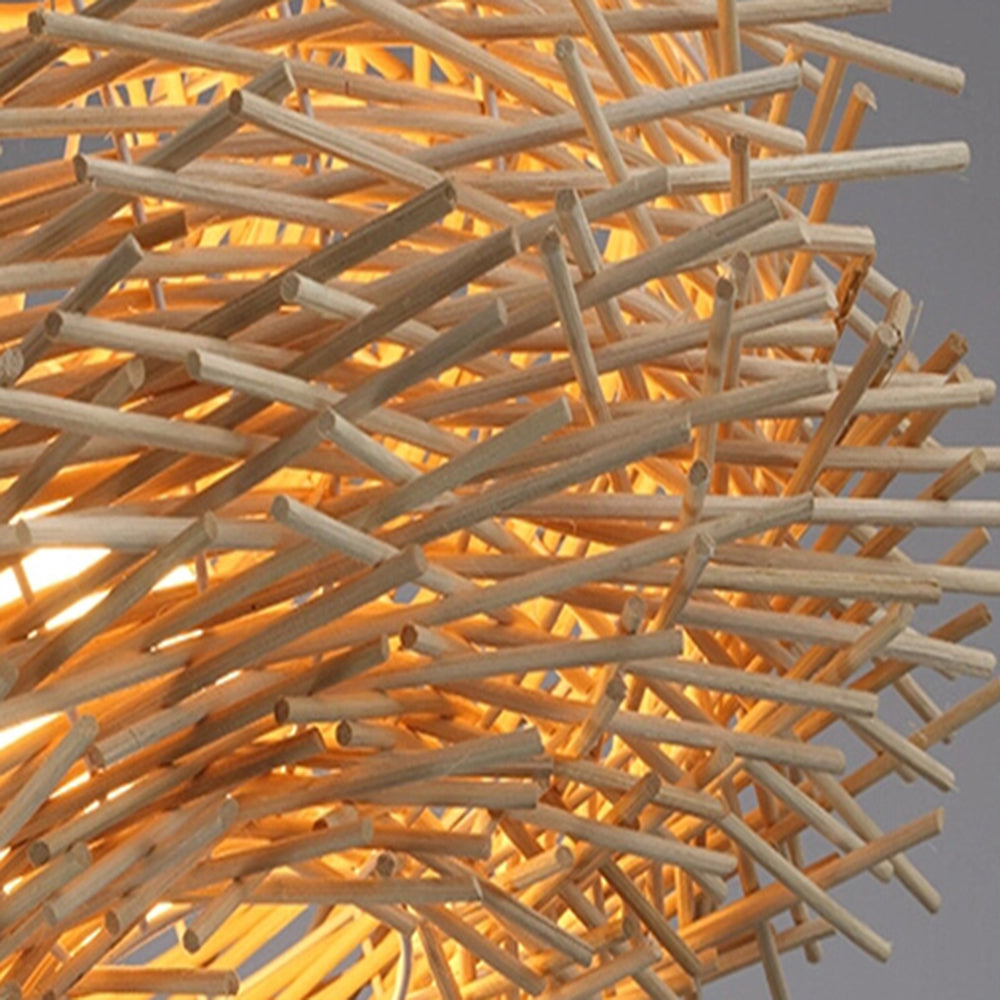 Bohemian Hanglamp Van Rattan Met Vogelnestontwerp