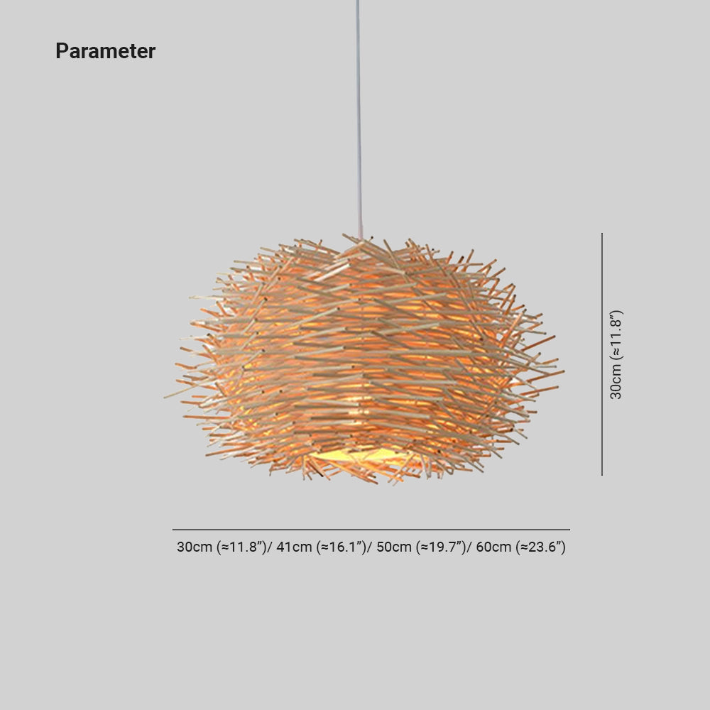 Bohemian Hanglamp Van Rattan Met Vogelnestontwerp