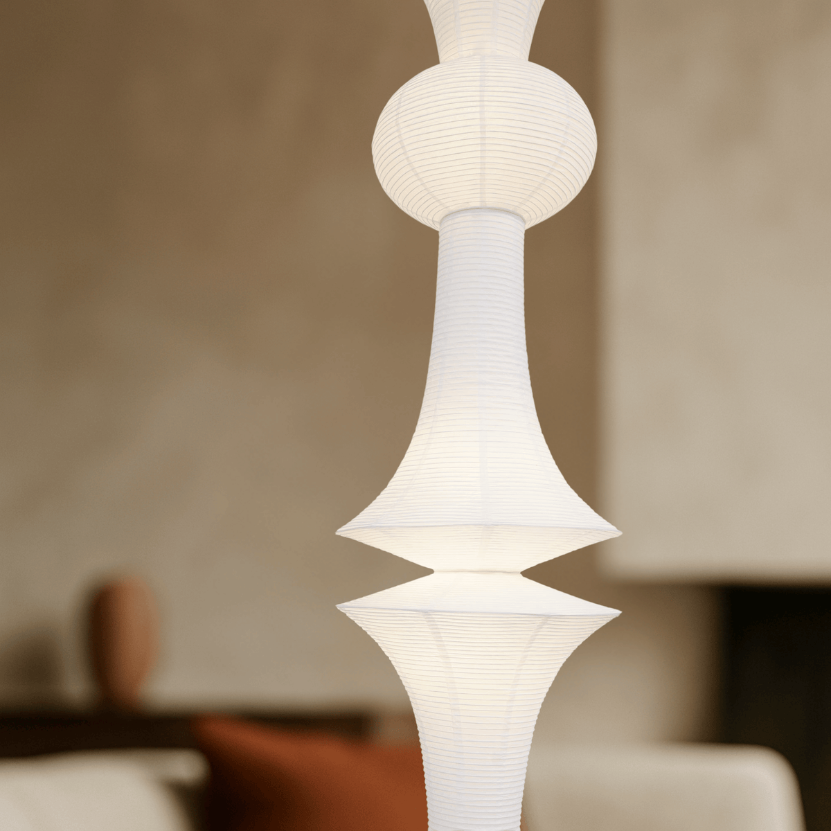 Japandi Hanglamp Van Washi Papier Met Organische Vorm