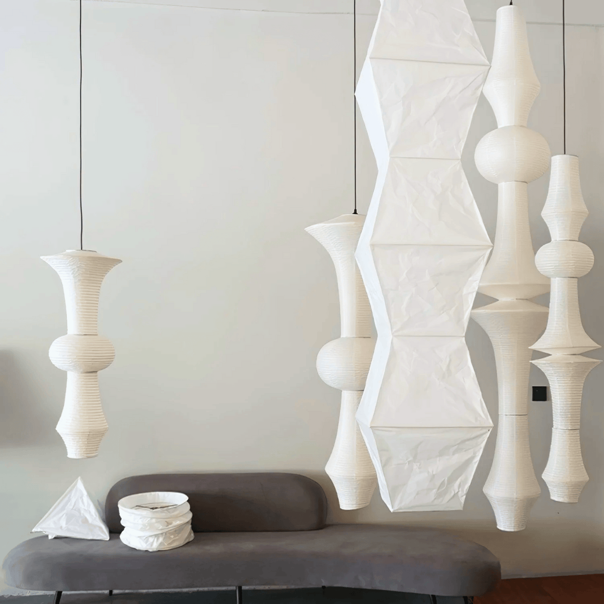 Japandi Hanglamp Van Washi Papier Met Organische Vorm