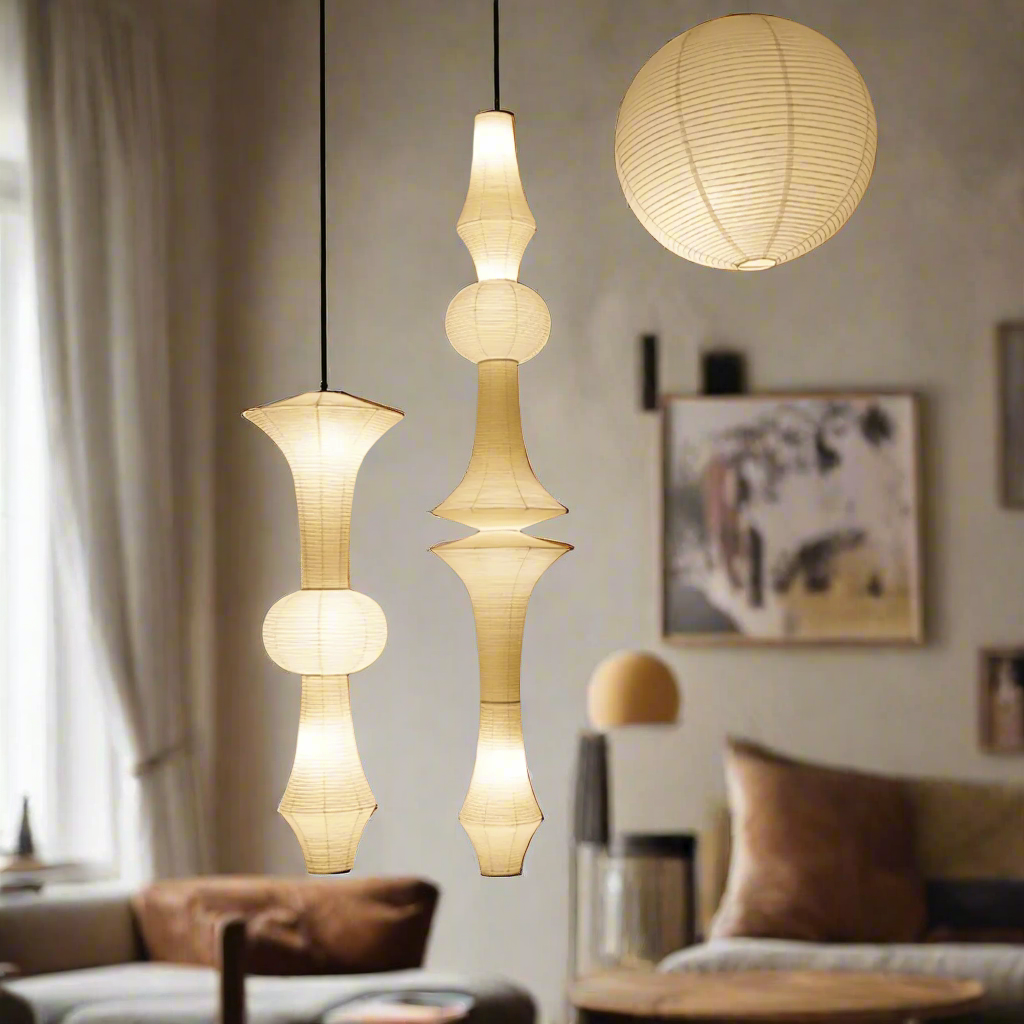 Japandi Hanglamp Van Washi Papier Met Organische Vorm