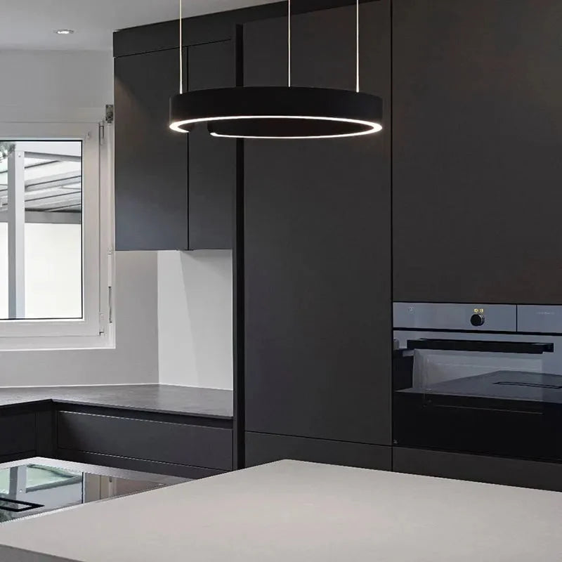 Minimalistische LED Ring Hanglamp Met Open Cirkelvorm