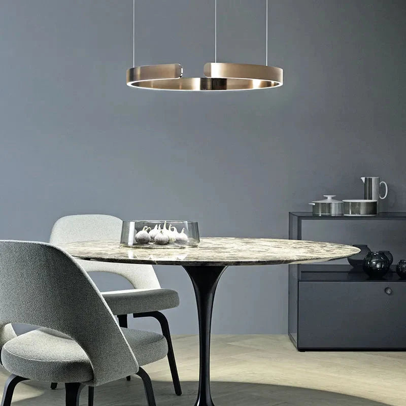 Minimalistische LED Ring Hanglamp Met Open Cirkelvorm