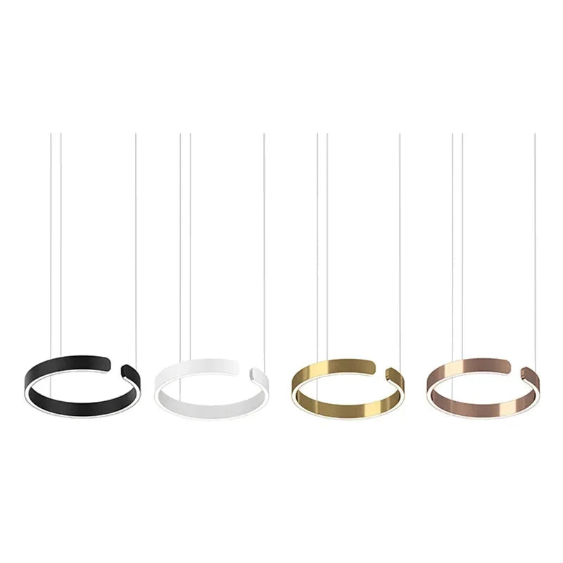 Minimalistische LED Ring Hanglamp Met Open Cirkelvorm
