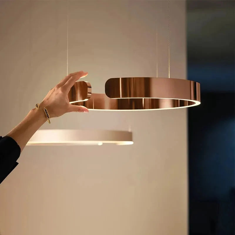 Minimalistische LED Ring Hanglamp Met Open Cirkelvorm