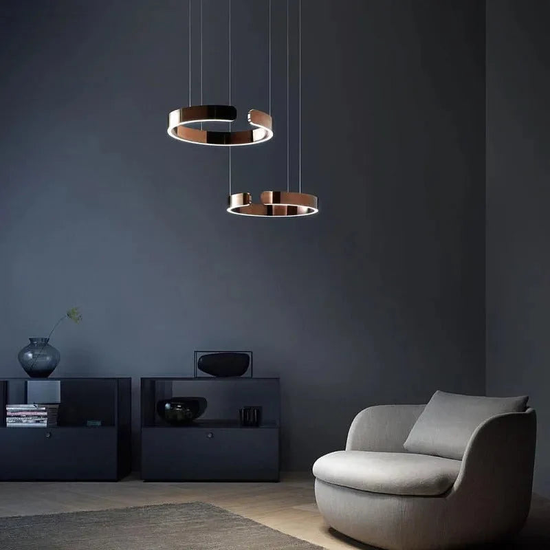 Minimalistische LED Ring Hanglamp Met Open Cirkelvorm
