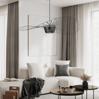 Minimalistische Hanglamp Met Open Draadframe En Hoedvormig Design
