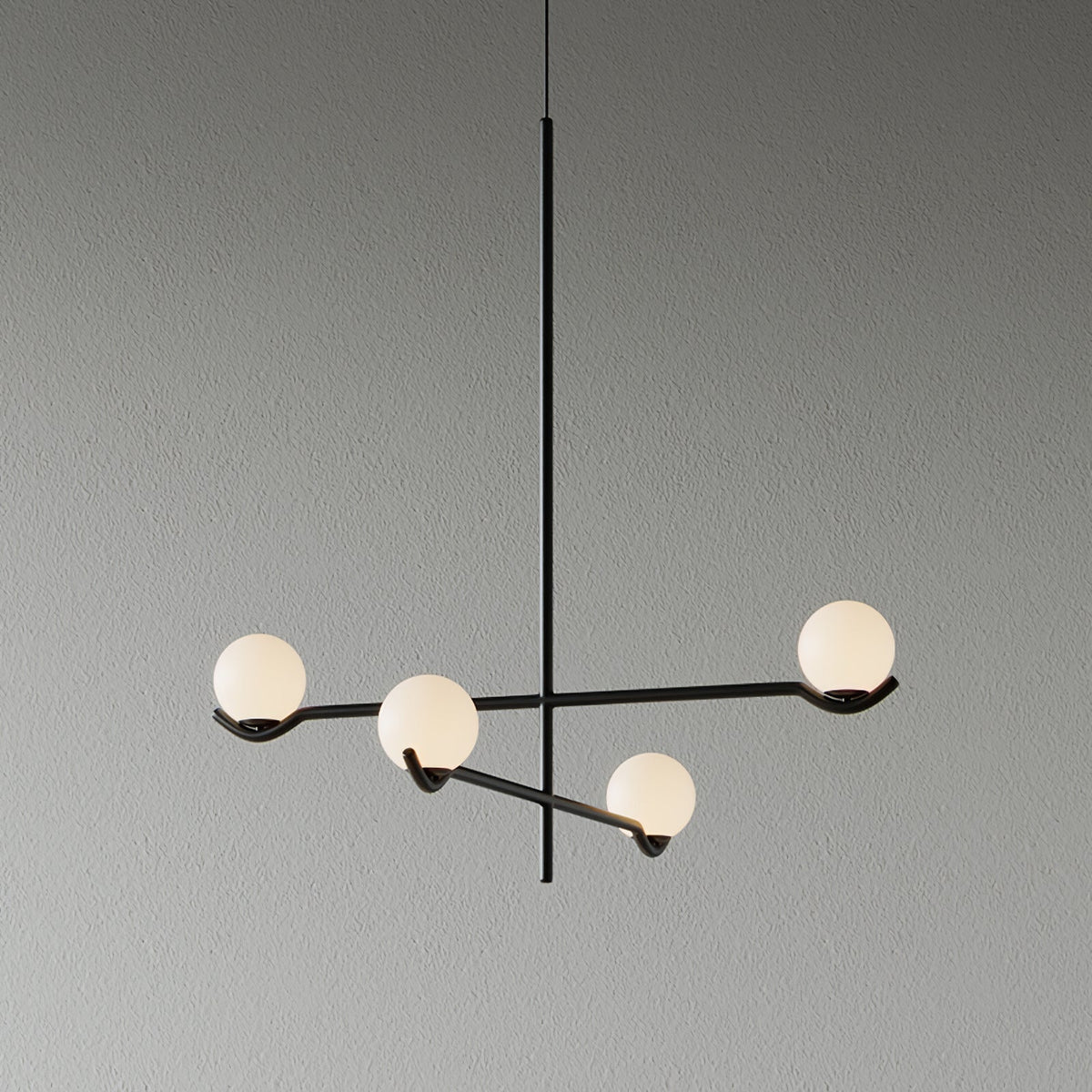Moderne Hanglamp Met Glazen Bollen En Asymmetrisch Frame Voor Sfeervolle Verlichting